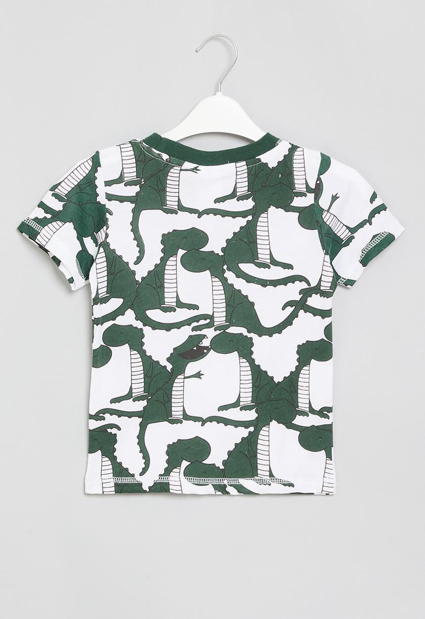 Pop Candy - Printed tee - dark green & white