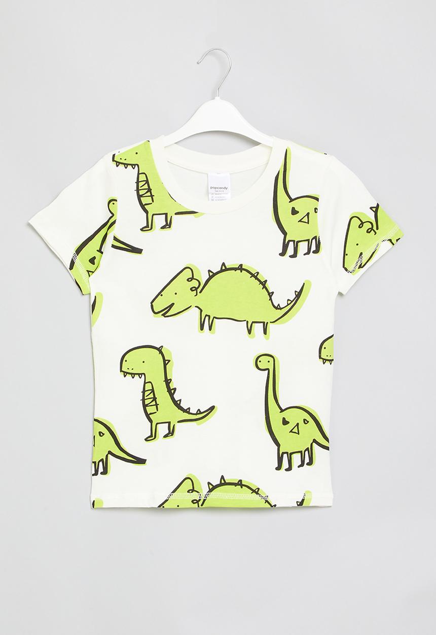 Pop Candy - Printed tee - green & white