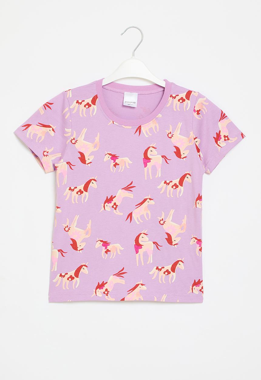 Pop Candy - unicorn print  tee - purple 
