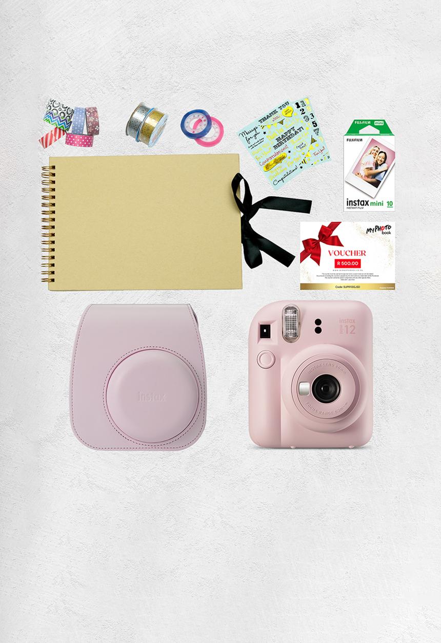 Fujifilm - Instax Cam Mini 12 Document Your Instax + Voucher - Blossom Pink