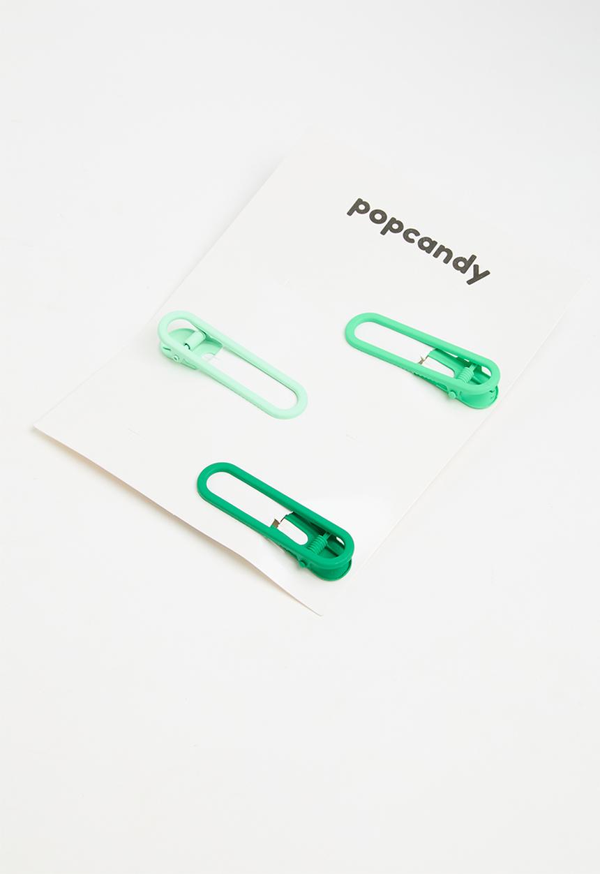 Pop Candy - Square hair clips - green