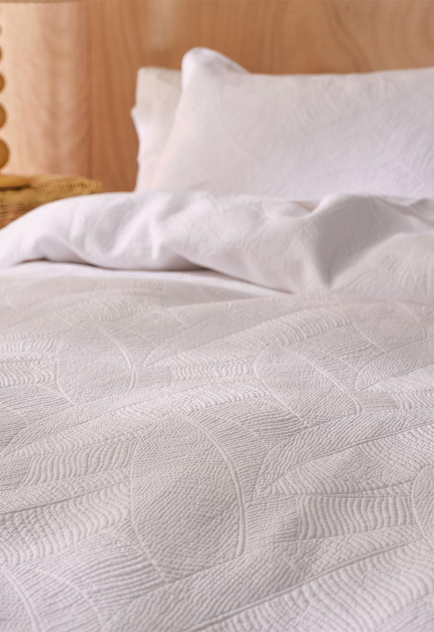 Linen House - Manon bed quilt and pillowcase sham set - white