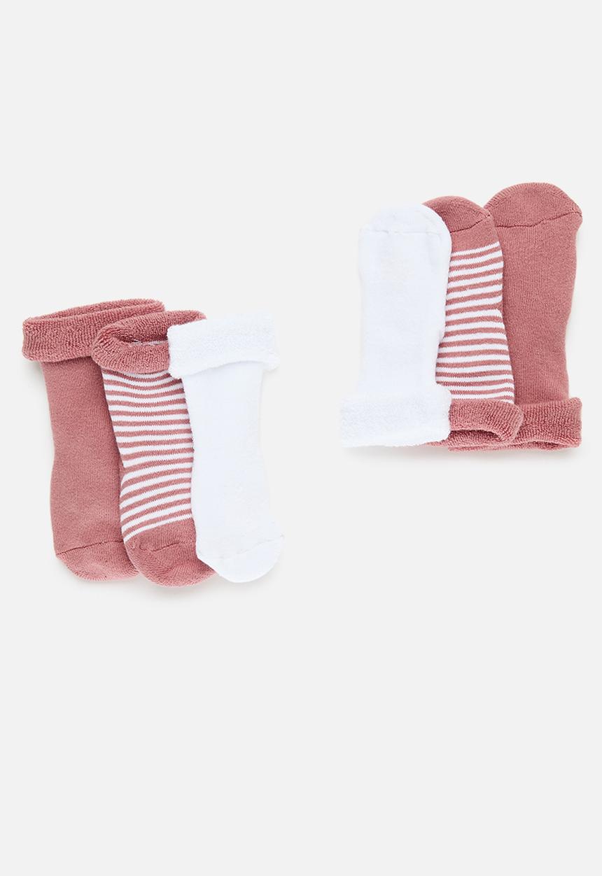 Pop Candy - 3 Pack stripe socks - pink & white