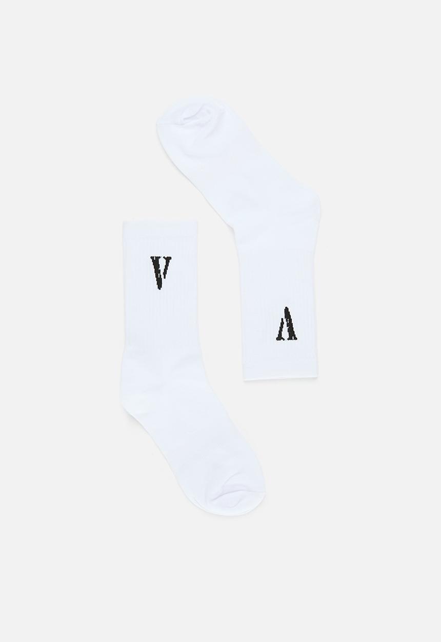 Tessa Design - Alphabet V socks - white/black