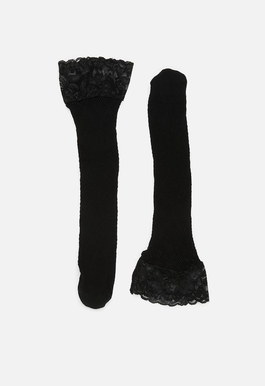 Tessa Design - Net mesh polka socks - black