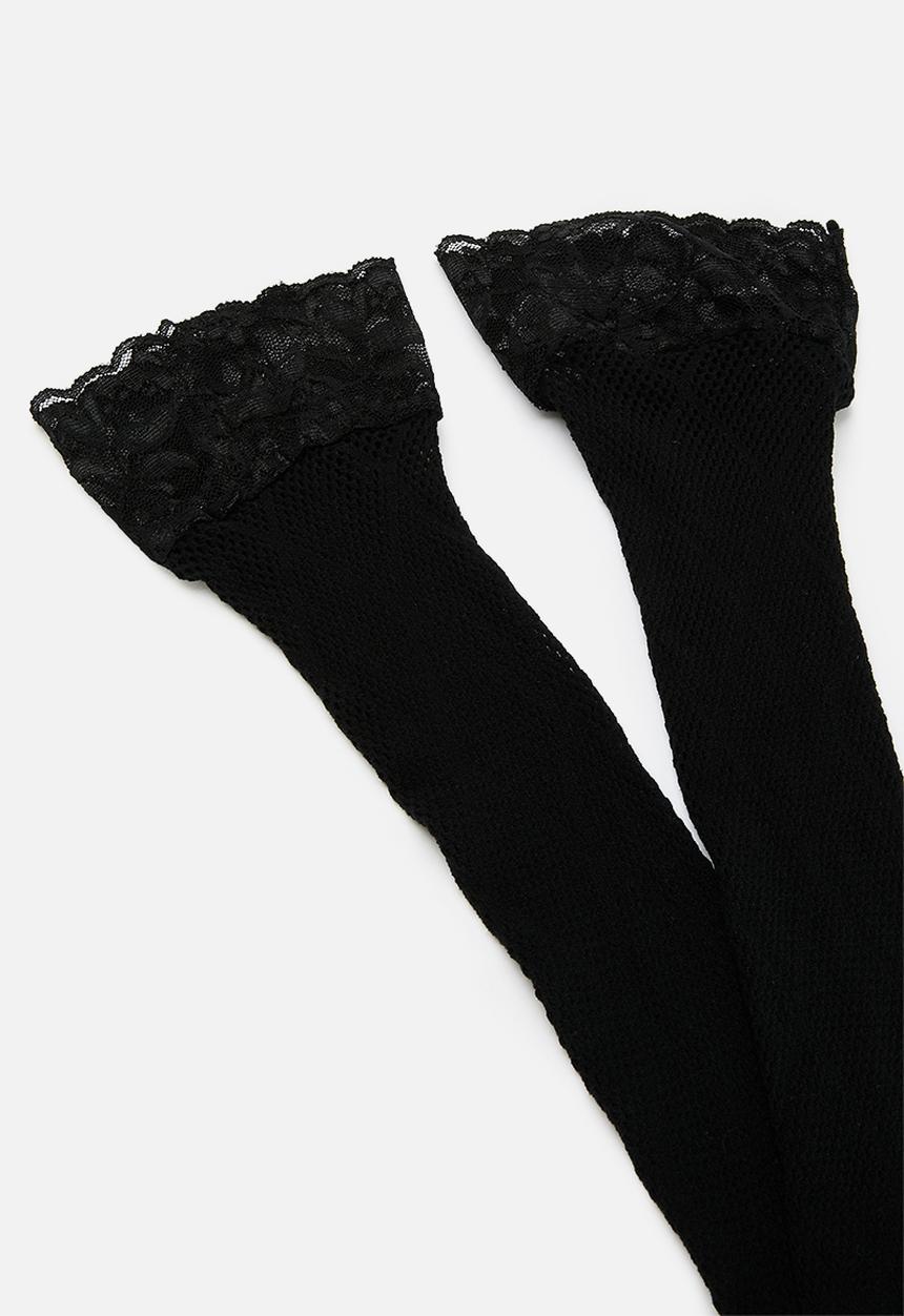 Tessa Design - Net mesh polka socks - black