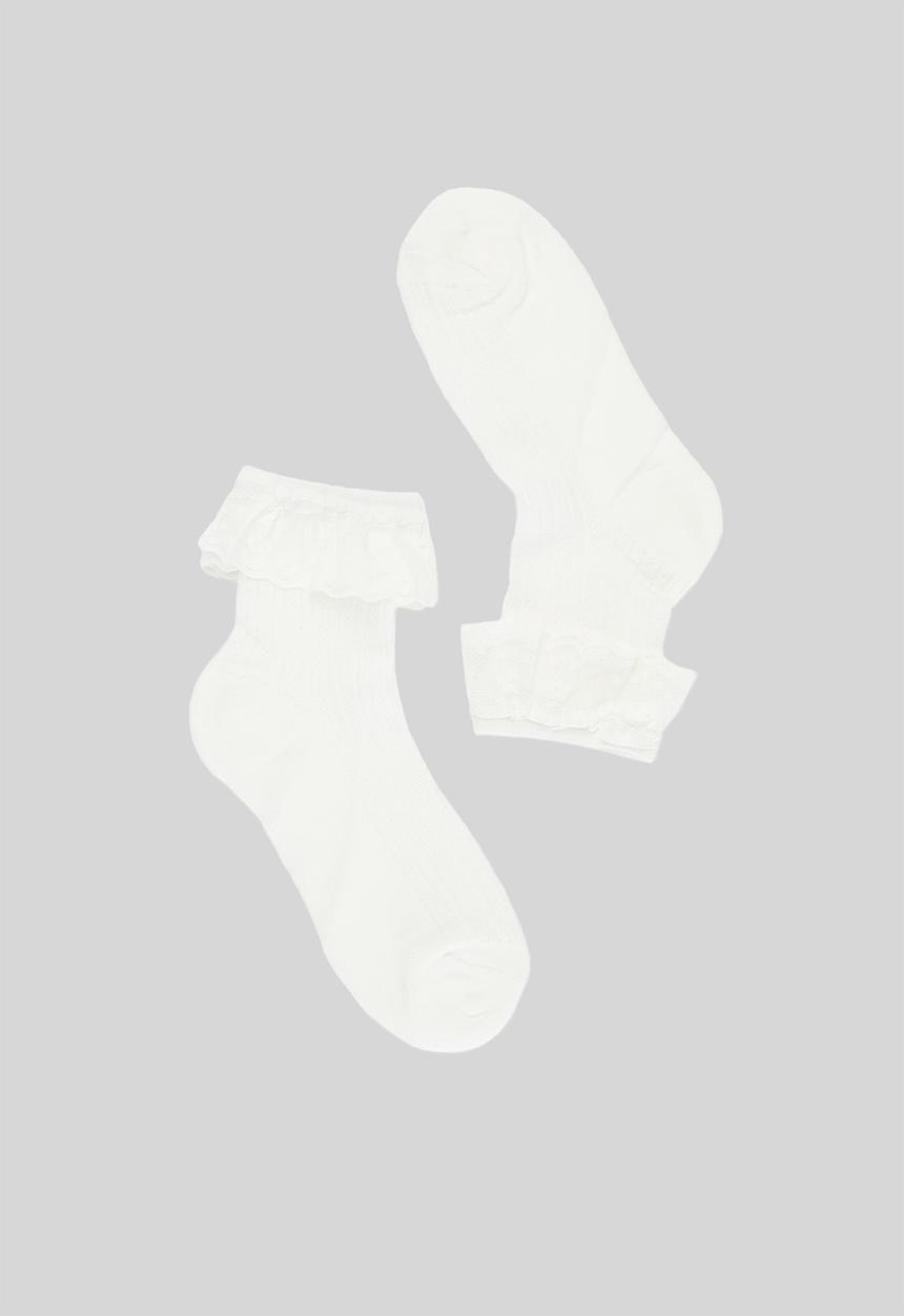 Pop Candy - Frilled ankle socks - white