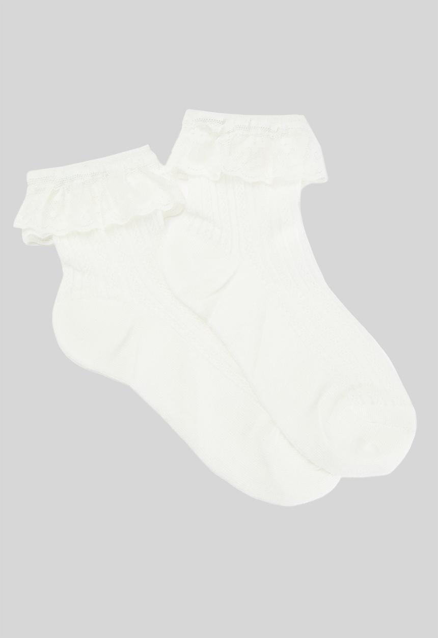 Pop Candy - Frilled ankle socks - white