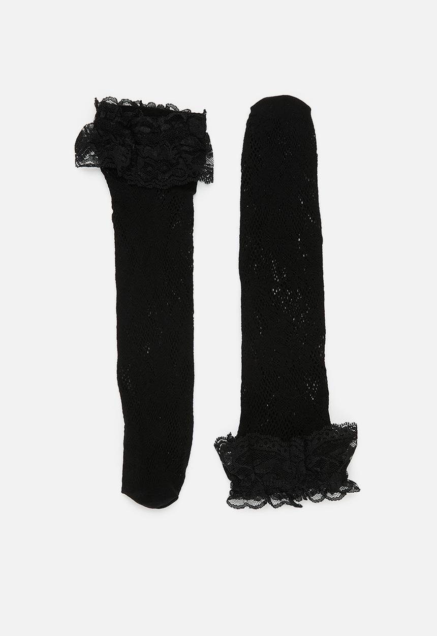 Pop Candy - Frilled socks - black