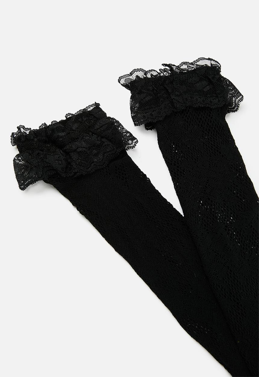 Pop Candy - Frilled socks - black