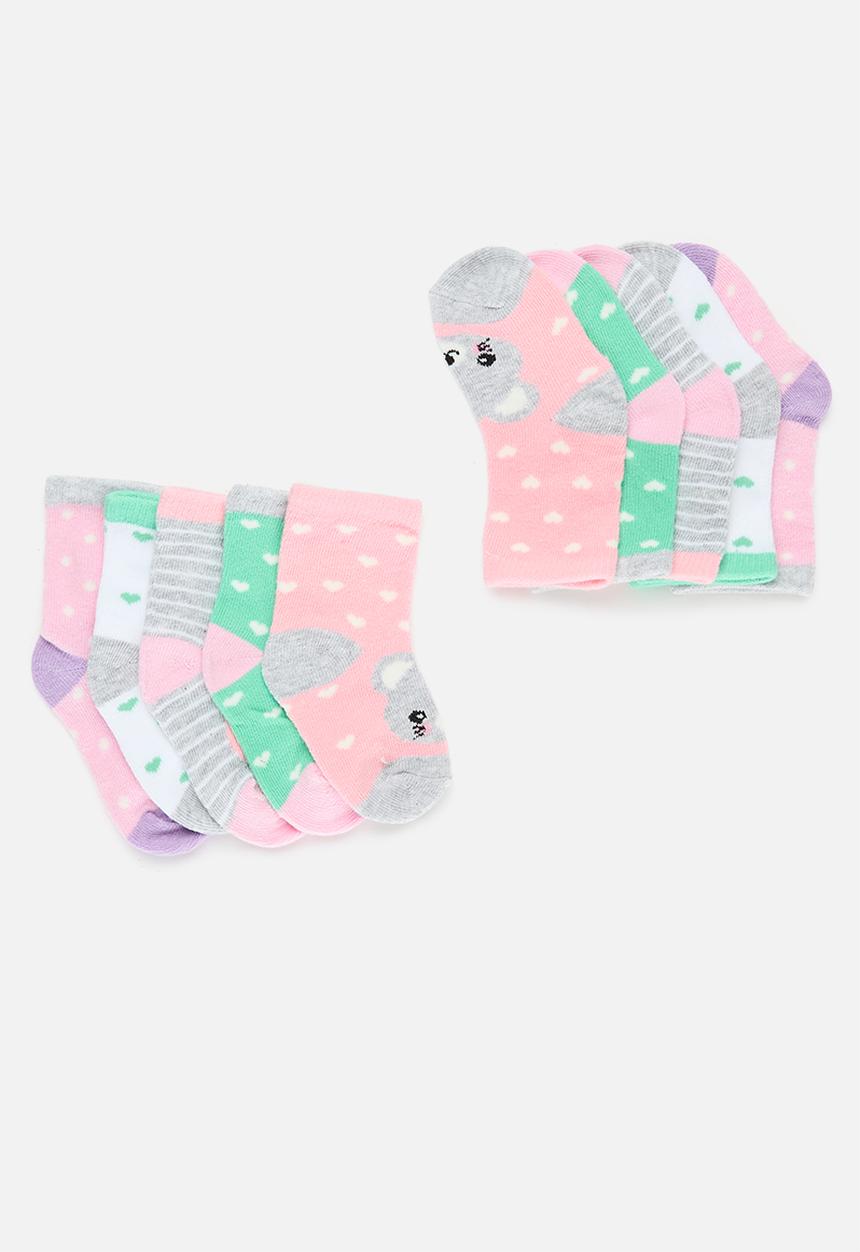 MINOTI - 5 Pack girls socks - pink