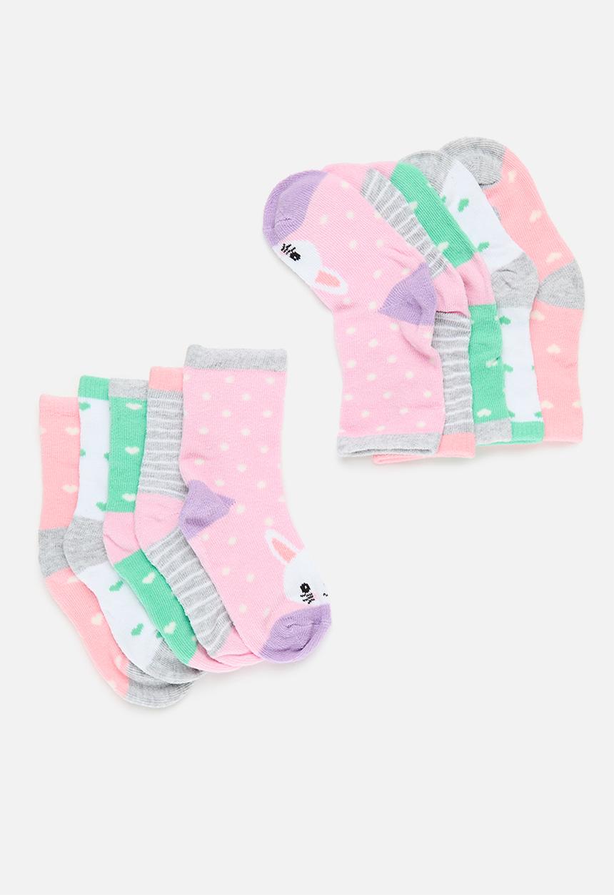 MINOTI - 5 Pack girls socks - pink 