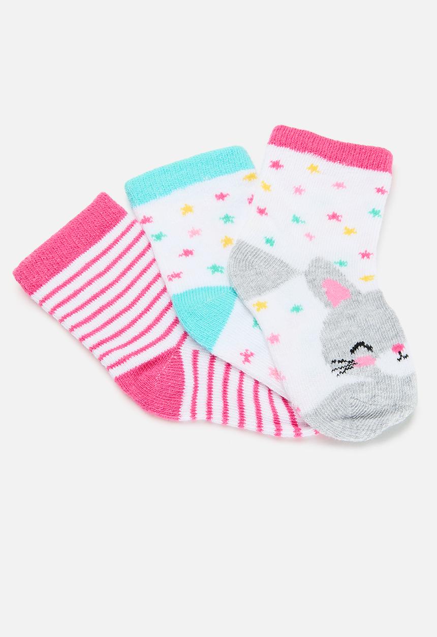 MINOTI - 3 Pack girls socks - pink 