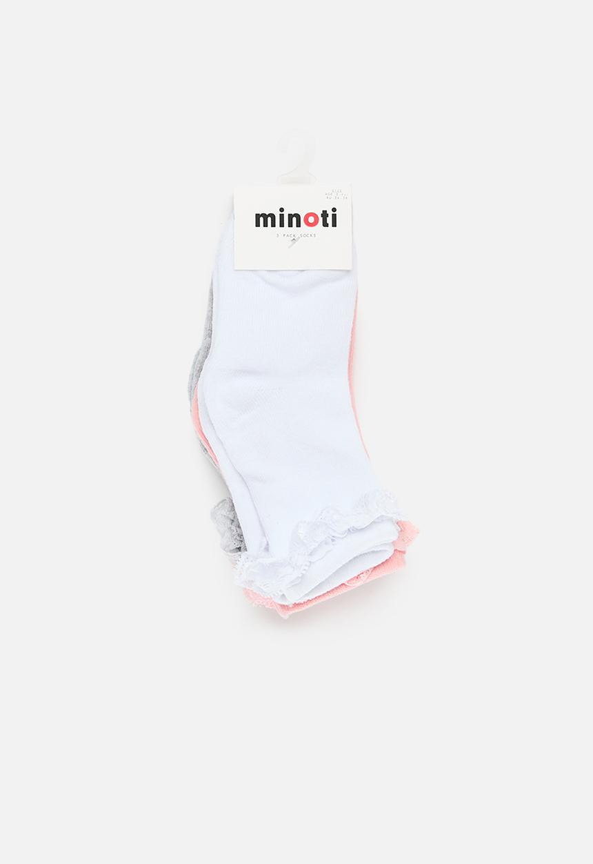MINOTI - 3 Pack girls sock with lace - pink