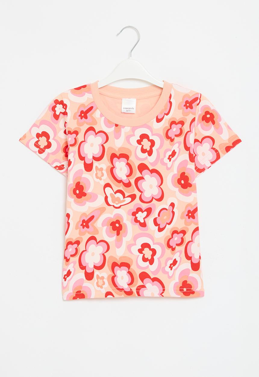 Pop Candy - Printed tee - pink and white