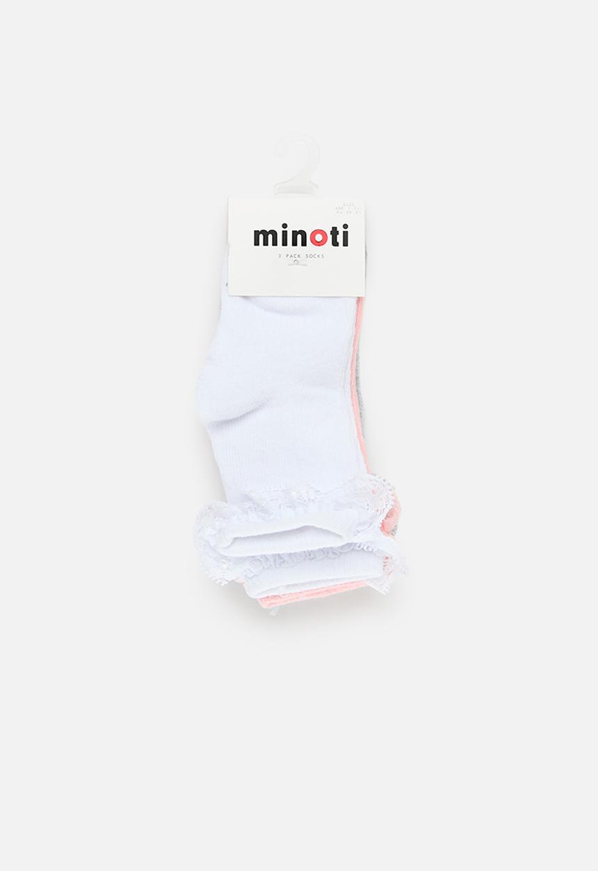 MINOTI - 3 Pack girls sock with lace - pink 