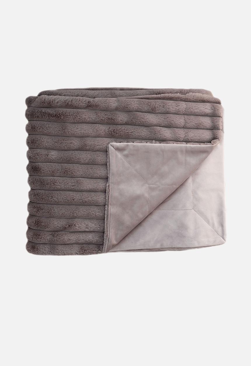 Linen House - Ribbed Faux Fur Throw - Taupe