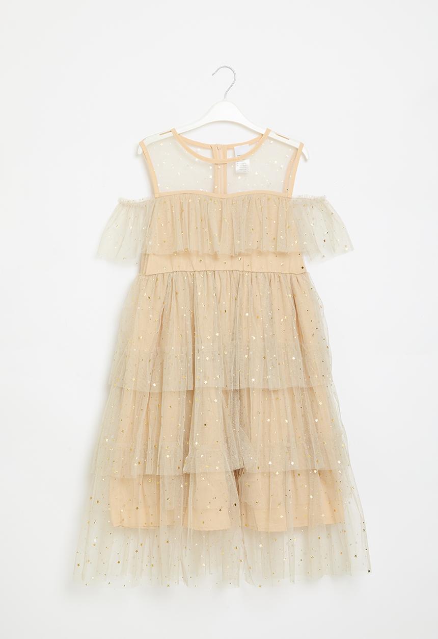 Pop Candy - Tiered mesh dress - light brown