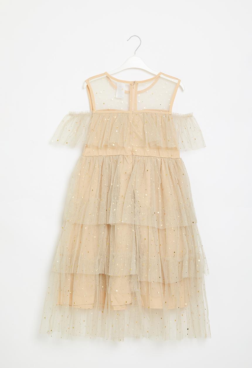 Pop Candy - Tiered mesh dress - light brown