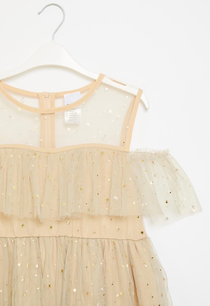 Pop Candy - Tiered mesh dress - light brown