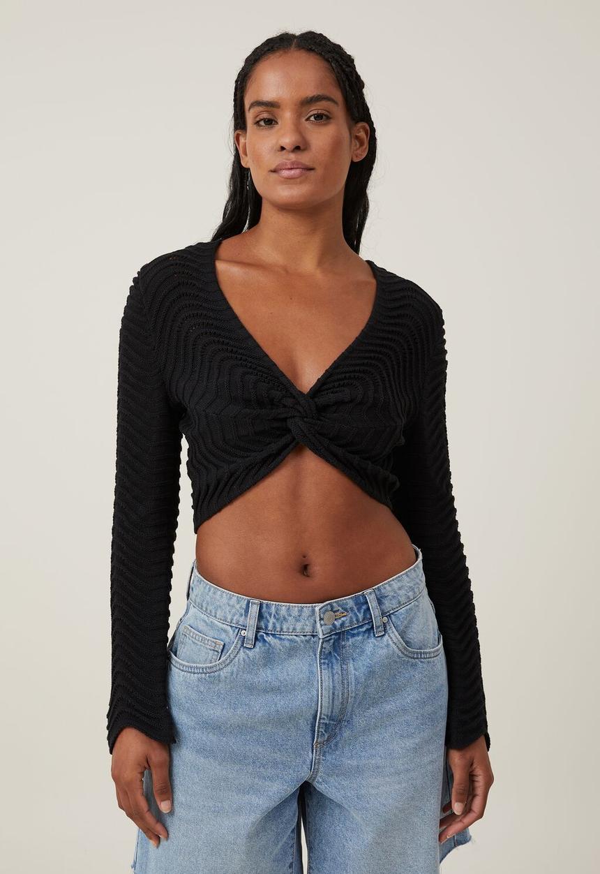Cotton On - Sun set flare long sleeve - black