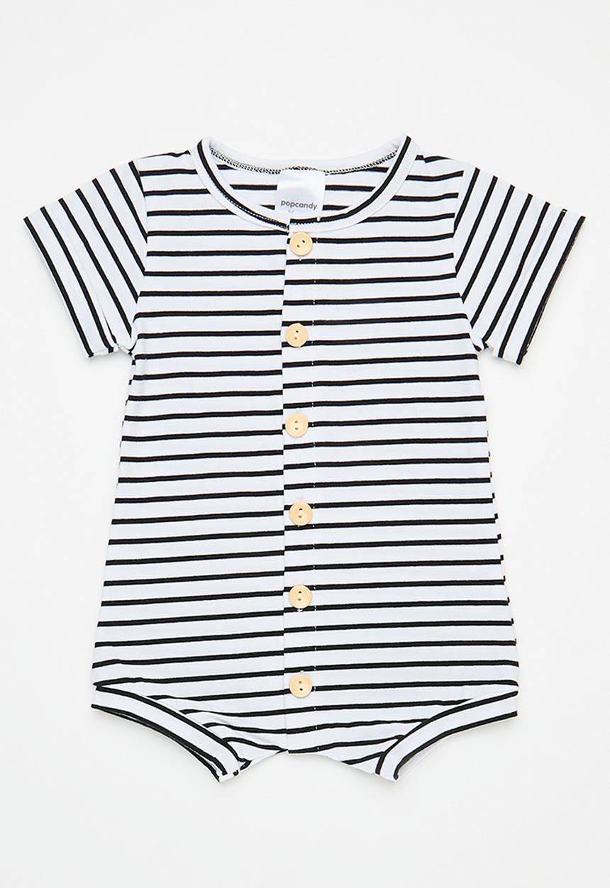 Pop Candy - Baby stripe romper - black and white