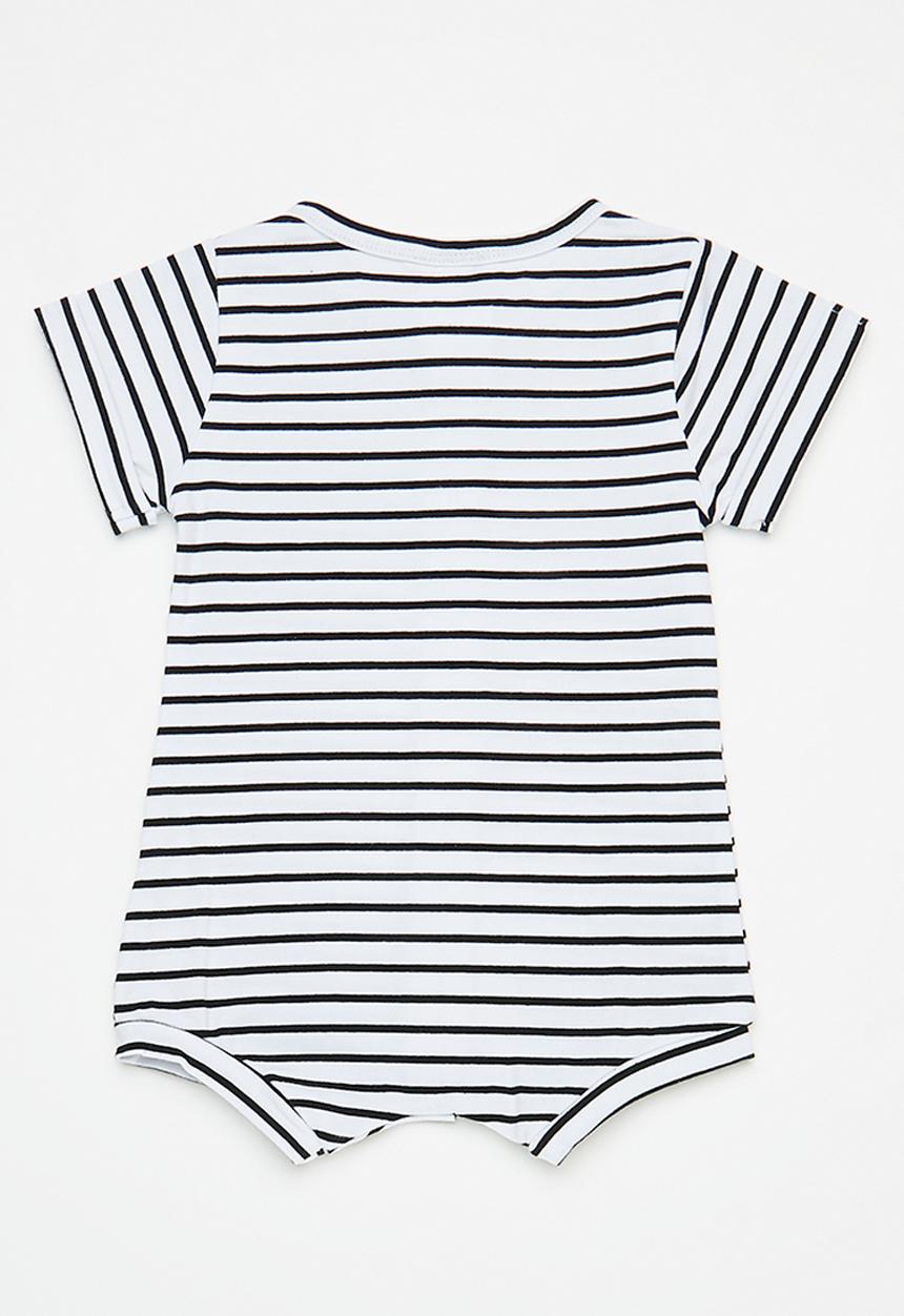 Pop Candy - Baby stripe romper - black and white