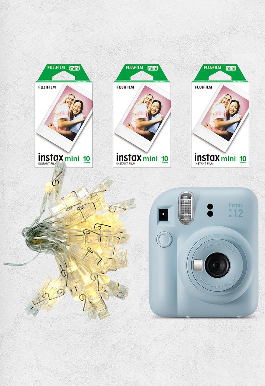 Fujifilm - Instax Cam Mini 12 Light Up Your Instax Kit - Pastel Blue