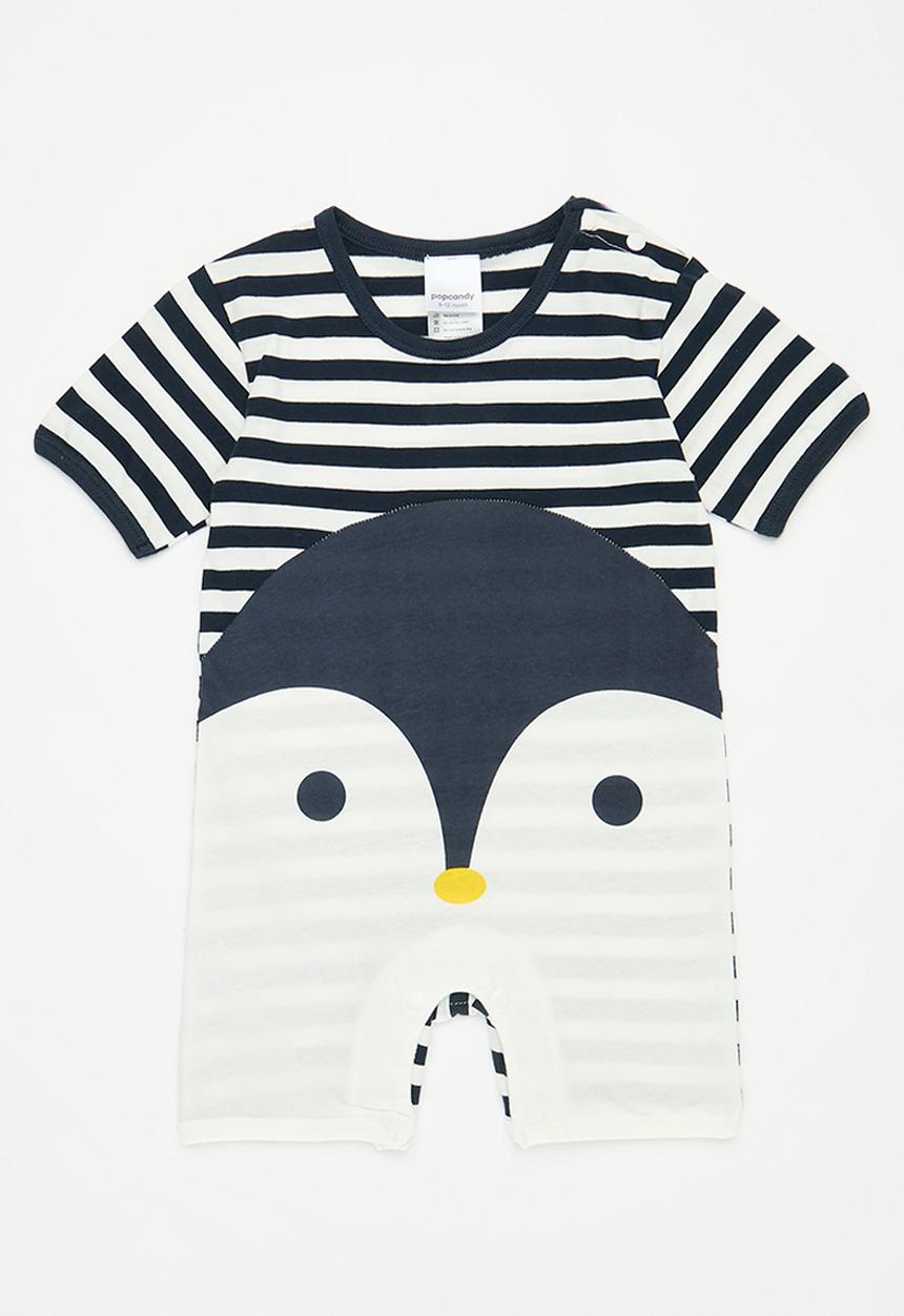 Pop Candy - striped romper - blue & white