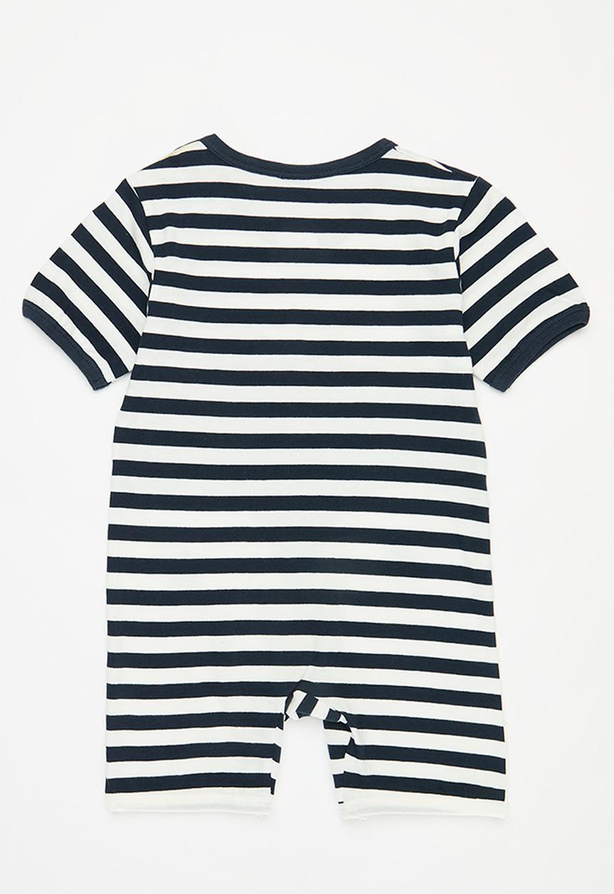 Pop Candy - striped romper - blue & white