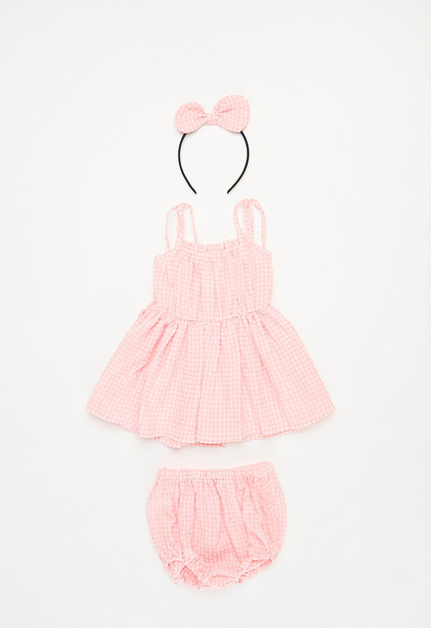 Pop Candy - Baby gingham dress and bloomer set - pink