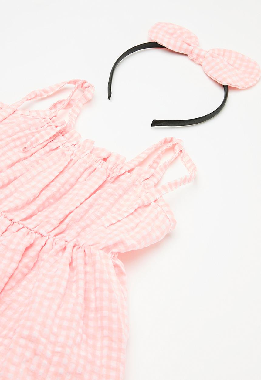 Pop Candy - Baby gingham dress and bloomer set - pink