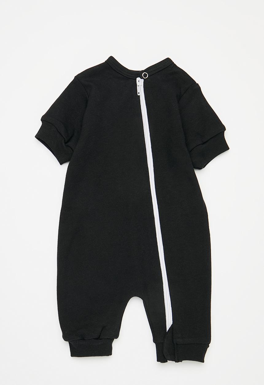 Little Lumps - Zipped summer romper - black