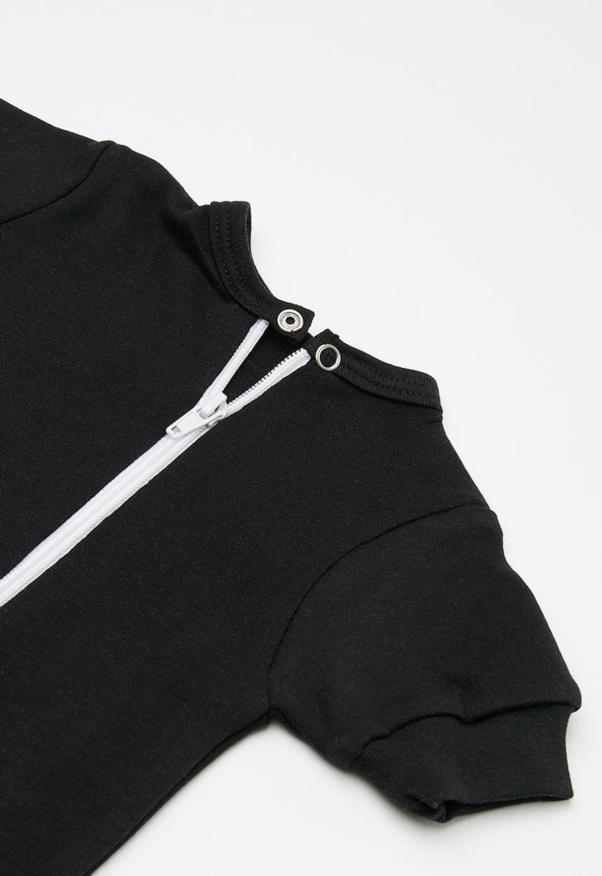 Little Lumps - Zipped summer romper - black