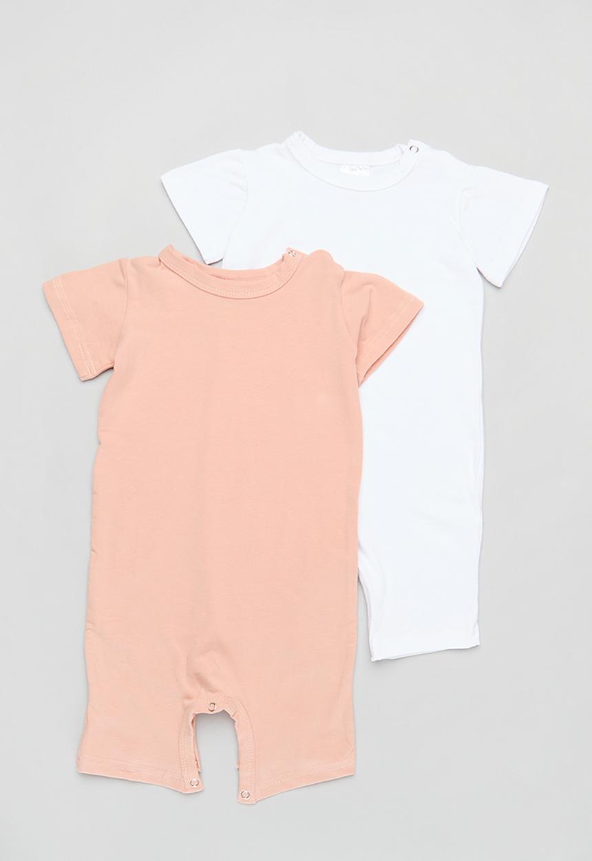 Pop Candy - 2 Pack short sleeve romper - blush and white