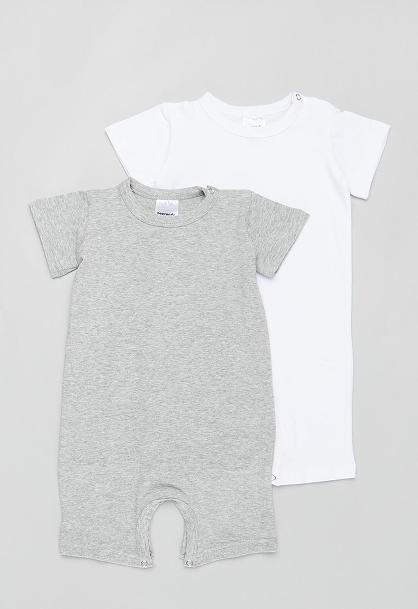 Pop Candy - 2 Pack short sleeve romper - grey/white