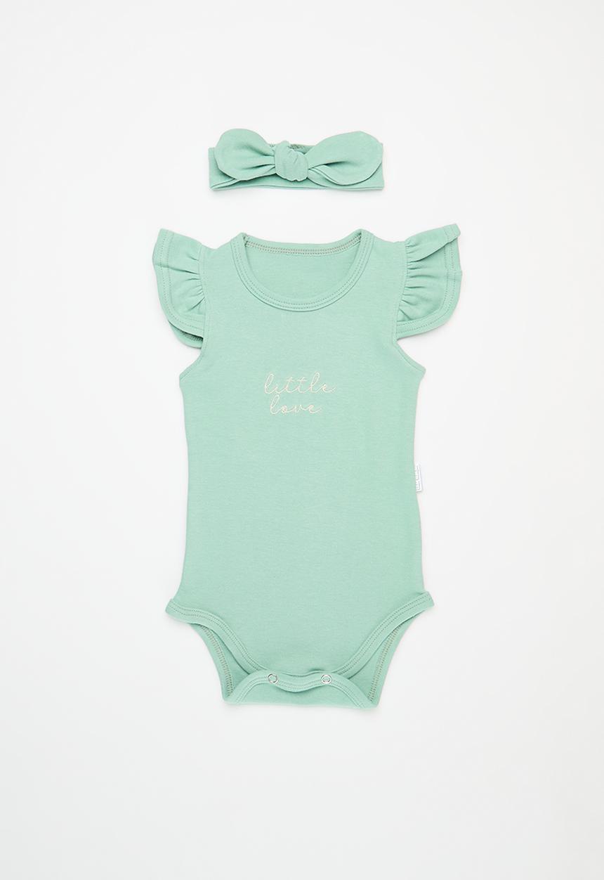Little Lumps - 2 Pack Frill vest headband set - Sage