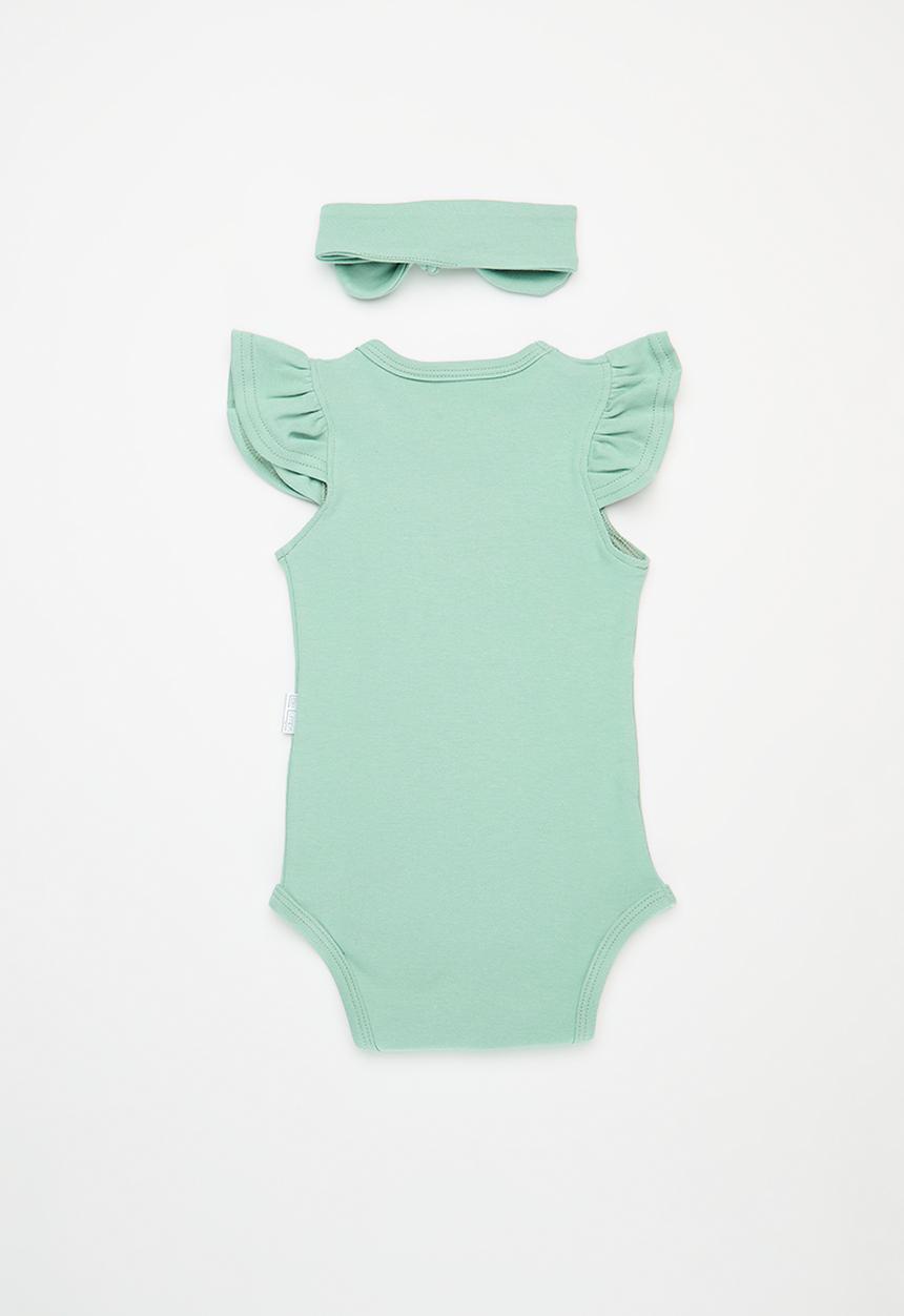 Little Lumps - 2 Pack Frill vest headband set - Sage