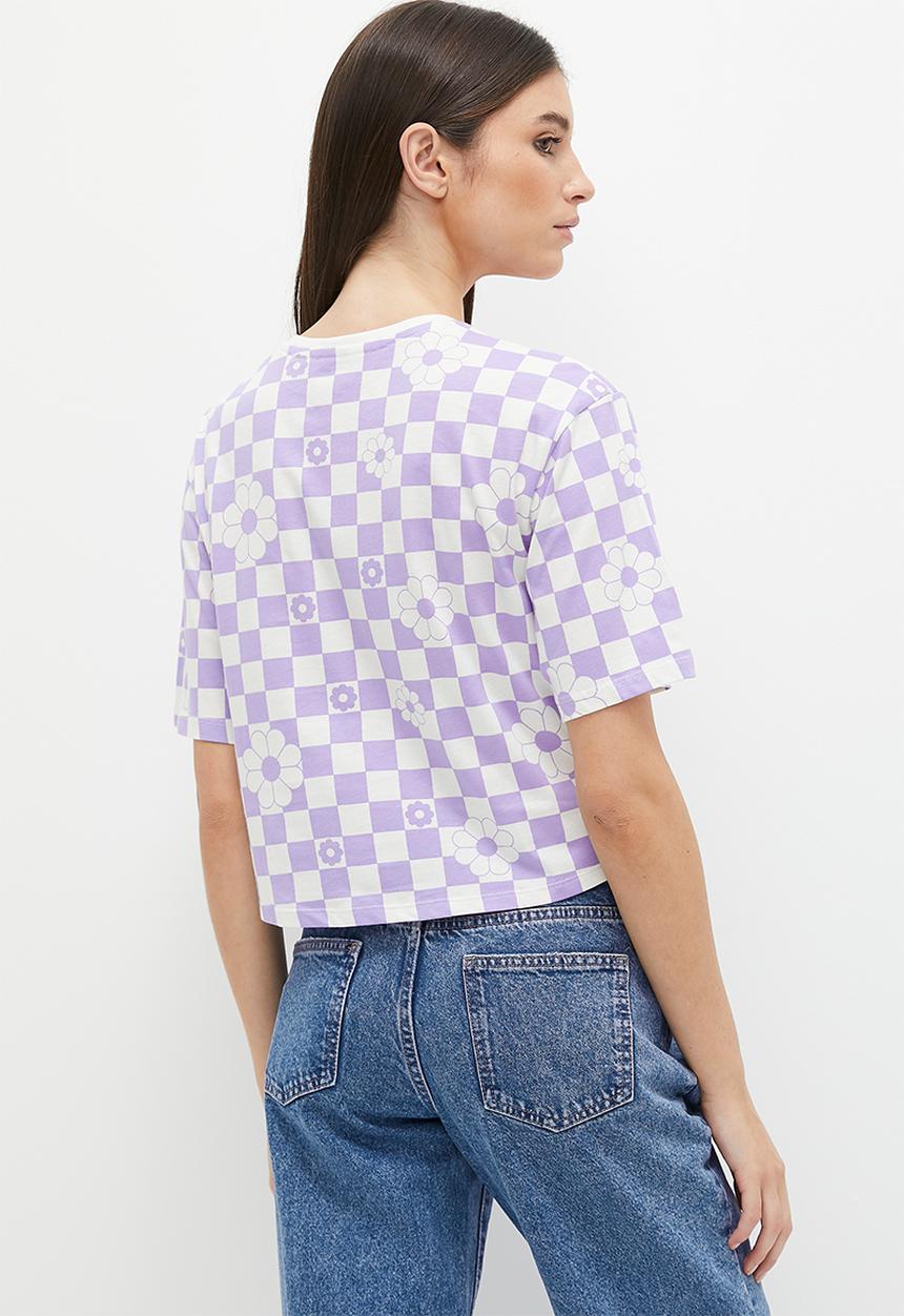 Vans - Floral checker short sleeve crop - sweet lavender