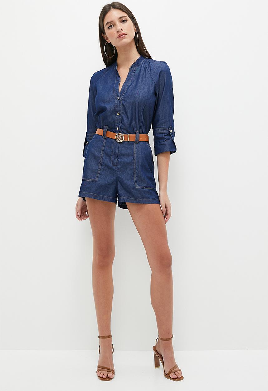 SISSY BOY - Tencel Playsuit With A Belt - Dark Vintage