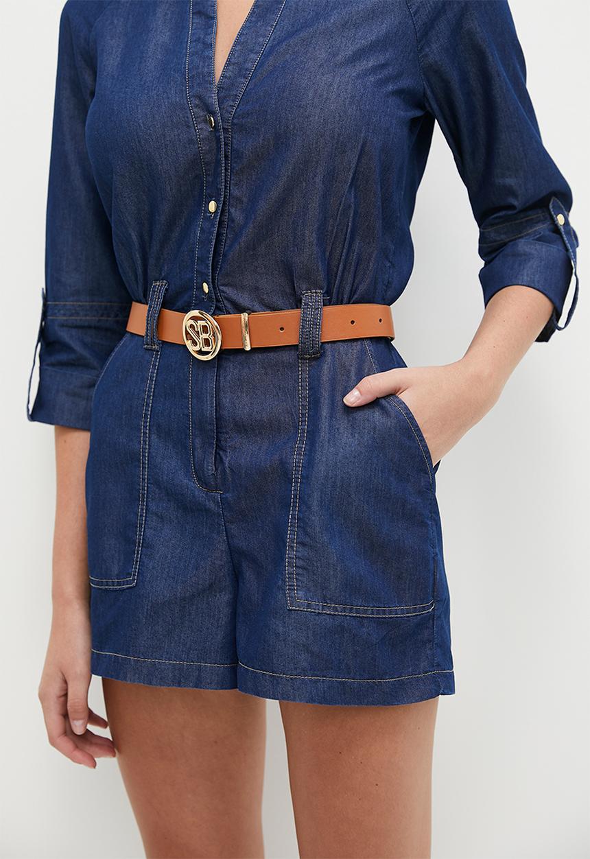 SISSY BOY - Tencel Playsuit With A Belt - Dark Vintage