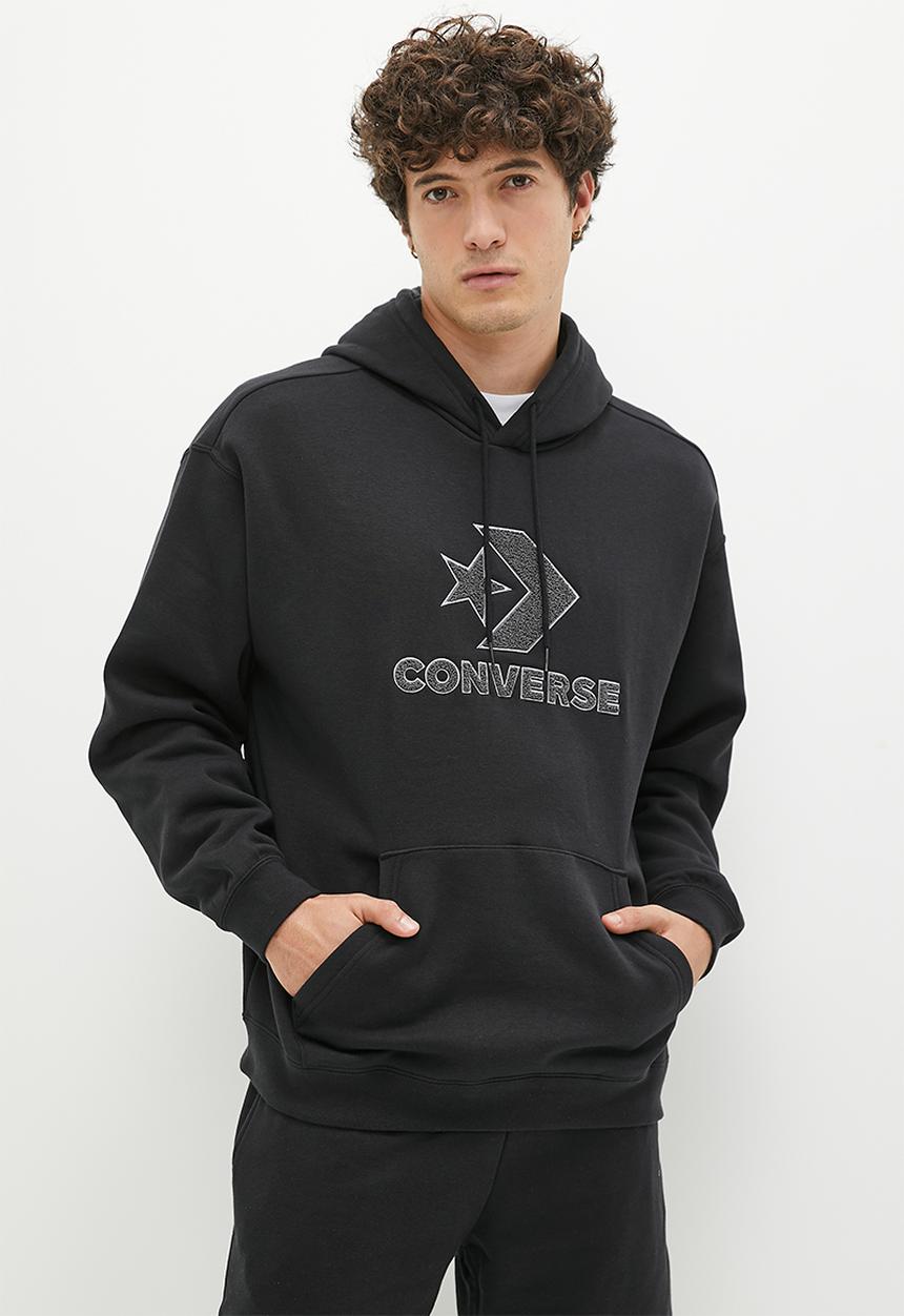 Converse - Converse Go-To Star Chevron Loose Fit Pullover Hoodie - Black