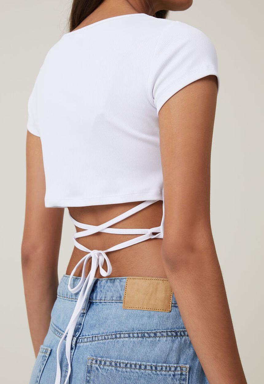 Cotton On - Romy Open Back Cap Sleeve Top - White
