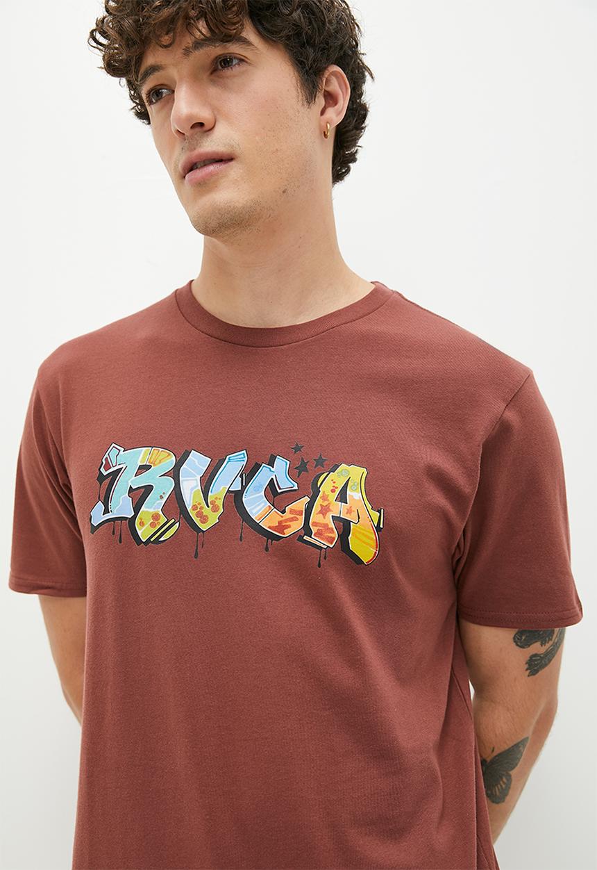 RVCA - Black book short sleeve - red