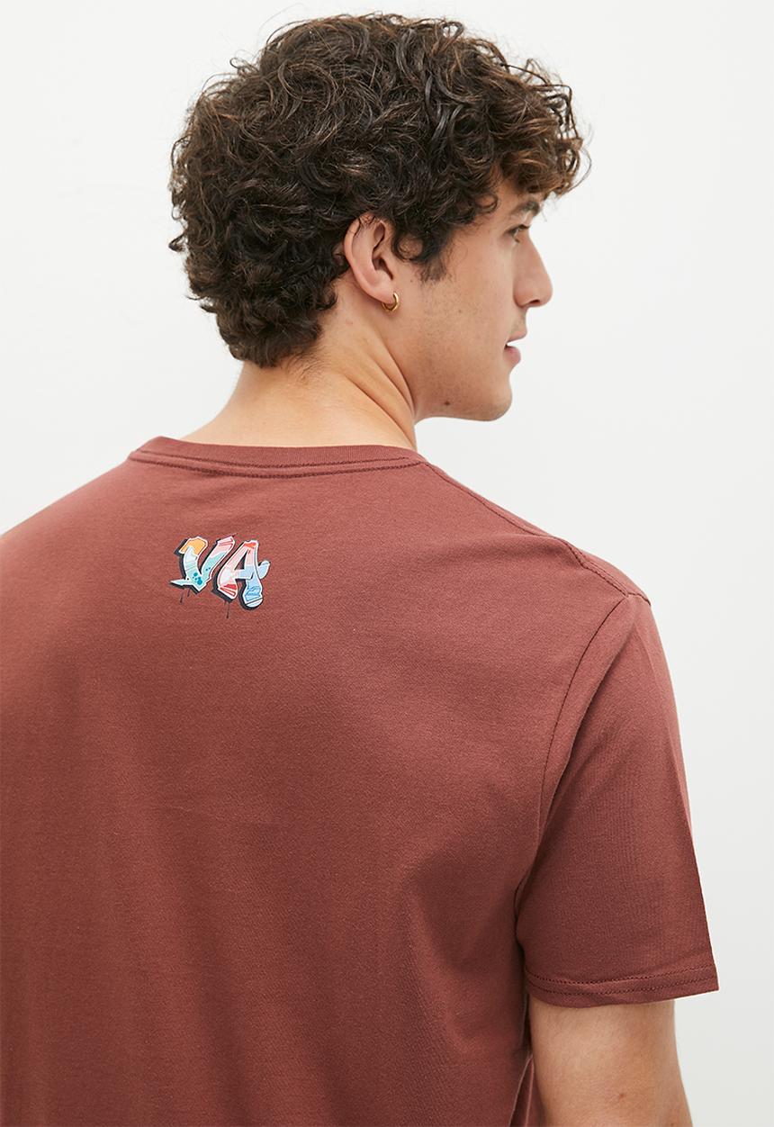 RVCA - Black book short sleeve - red