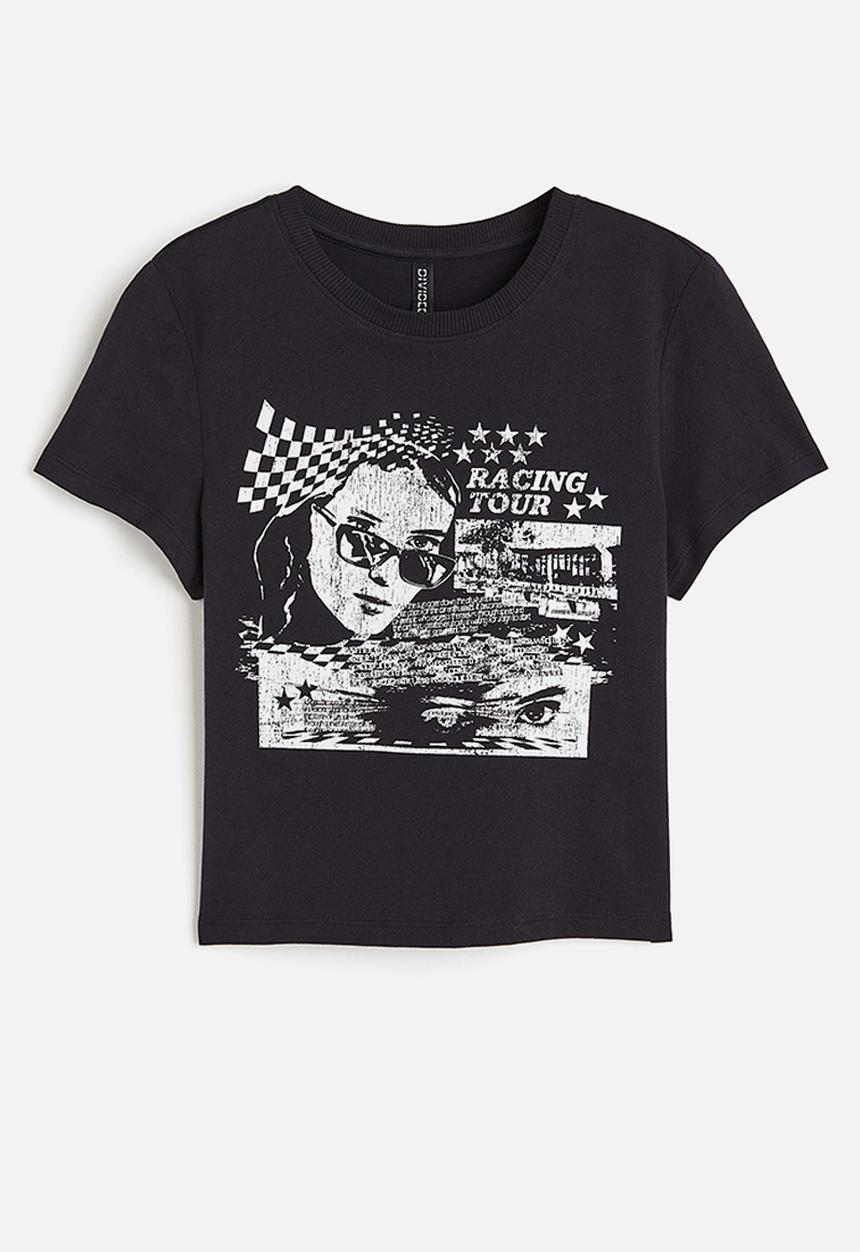 H&M - Printed t-shirt - black racing tour
