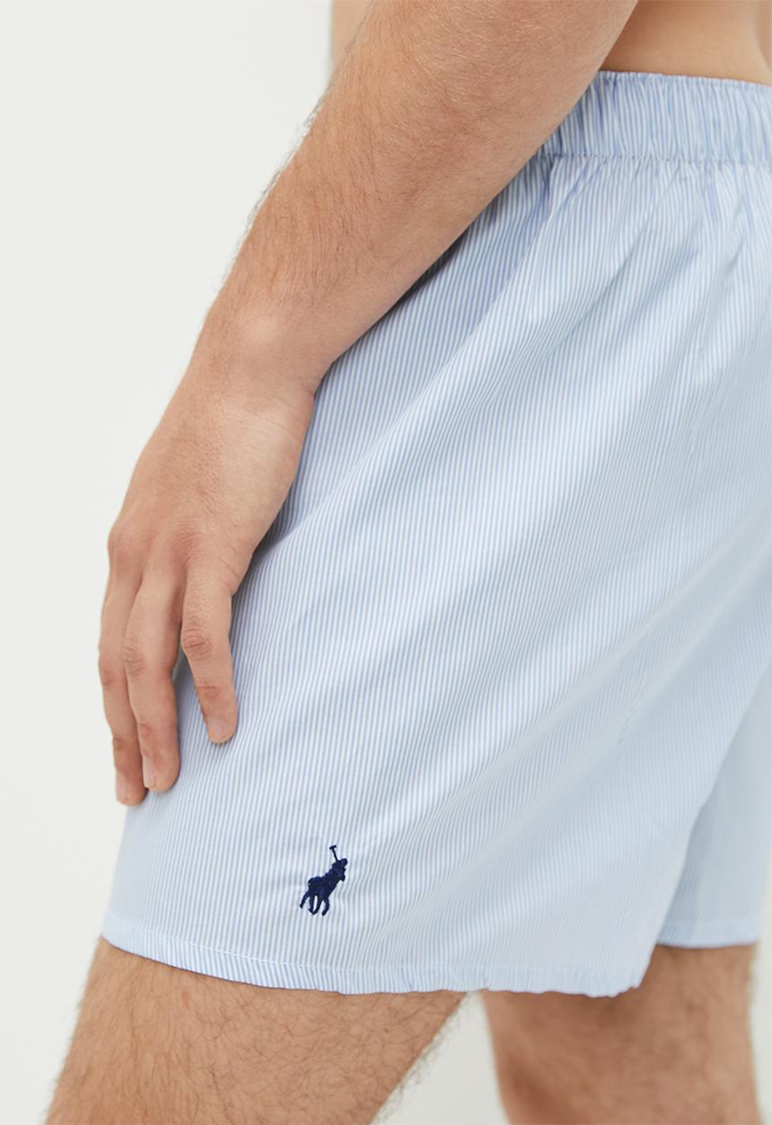 POLO - stripe woven boxer - mid blue