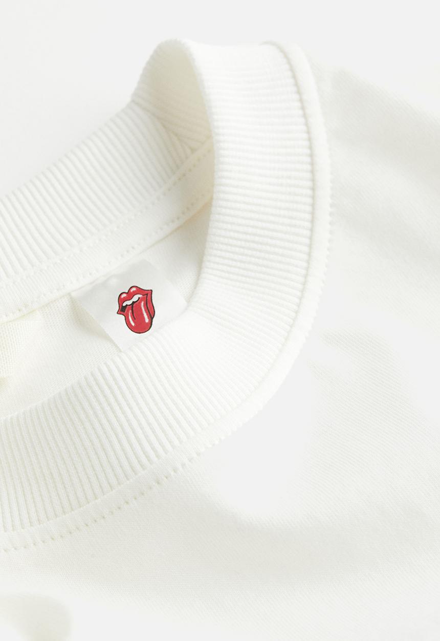 H&M - Long printed t-shirt - white/the rolling stones