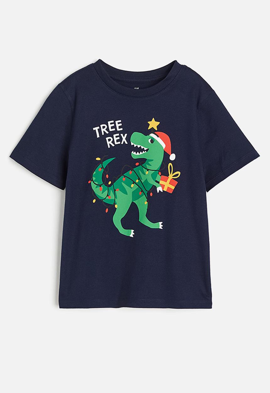 H&M - Printed t-shirt - dark blue dinosaur 