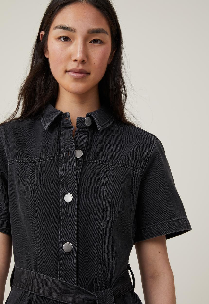 Cotton On - Denim Mini Dress - Graphite